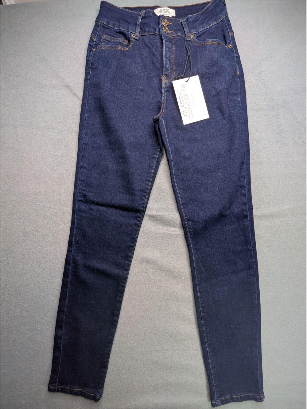 Classic Concepts Jeans Womens 10 Blue Dark Wash Skinny Stretch Denim Pants